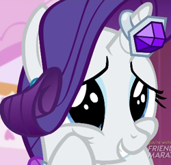 Size: 386x372 | Tagged: safe, screencap, character:rarity, species:pony, species:unicorn, episode:simple ways, g4, my little pony: friendship is magic, cute, female, horn ring, mare, raised hoof, raribetes, smiling, solo, wide eyes