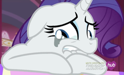 Size: 629x381 | Tagged: safe, screencap, character:rarity, episode:simple ways, g4, my little pony: friendship is magic, crying, mascara, running makeup, solo