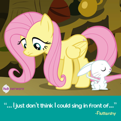 Size: 550x550 | Tagged: safe, official, screencap, character:angel bunny, character:fluttershy, episode:filli vanilli, g4, my little pony: friendship is magic, hub logo, hubble
