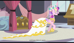 Size: 1279x746 | Tagged: safe, screencap, character:queen chrysalis, episode:a canterlot wedding, g4, my little pony: friendship is magic, disguise, disguised changeling, this day aria, youtube caption