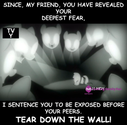 Size: 1112x1094 | Tagged: safe, screencap, character:fluttershy, episode:filli vanilli, g4, my little pony: friendship is magic, image macro, meme, music, panic attack, pink floyd, stage fright, the trial, the wall