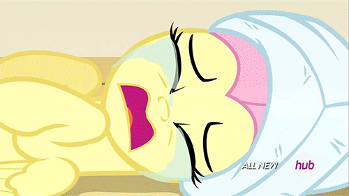 Size: 500x281 | Tagged: safe, screencap, character:fluttershy, episode:filli vanilli, g4, my little pony: friendship is magic, animated, crying, eyes closed, on back, open mouth, reaction image, sobbing, solo, towel