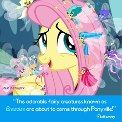 Size: 550x550 | Tagged: safe, screencap, character:fluttershy, character:seabreeze, species:breezies, episode:it ain't easy being breezies, g4, my little pony: friendship is magic, hub logo, hub network, the hub