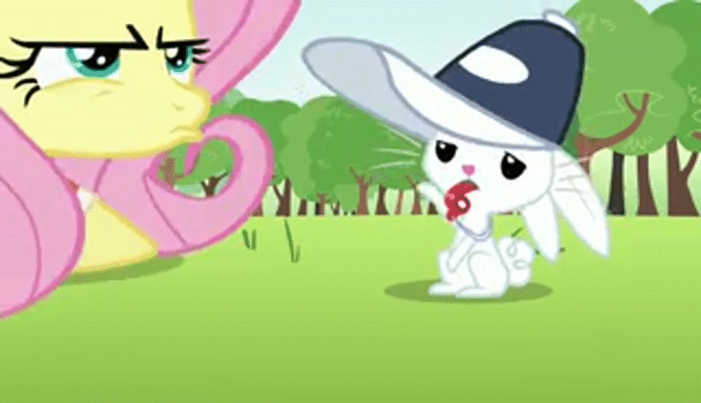 Size: 1000x575 | Tagged: safe, screencap, character:angel bunny, episode:hurricane fluttershy, g4, my little pony: friendship is magic, >.<, animated, blowing, clothing, coach, eyes closed, hat, sweatband, whistle