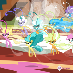Size: 550x549 | Tagged: safe, screencap, character:twirly, species:breezies, episode:it ain't easy being breezies, g4, my little pony: friendship is magic, hub logo, the hub