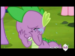 Size: 720x540 | Tagged: safe, screencap, character:spike, episode:it ain't easy being breezies, g4, my little pony: friendship is magic, crying, hub logo