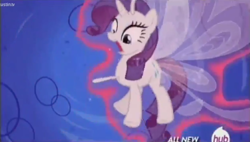 Size: 1008x571 | Tagged: safe, screencap, character:rarity, episode:it ain't easy being breezies, g4, my little pony: friendship is magic, hub logo, nightmare fuel, solo, transformation, what has magic done