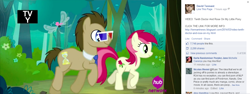Size: 1302x487 | Tagged: safe, screencap, character:doctor whooves, character:roseluck, character:seabreeze, character:time turner, episode:it ain't easy being breezies, g4, my little pony: friendship is magic, david tennant, facebook