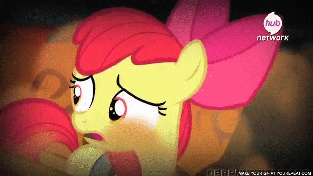 Size: 640x360 | Tagged: safe, screencap, character:apple bloom, episode:somepony to watch over me, g4, my little pony: friendship is magic, animated, fire, fire swamp, flame geyser, hub logo, hubble, map, solo, spontaneous combustion, the hub