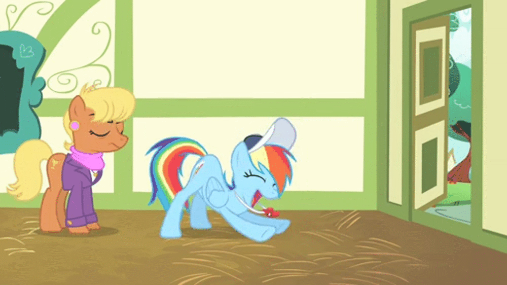Size: 1000x562 | Tagged: safe, screencap, character:ms. harshwhinny, character:rainbow dash, species:pegasus, species:pony, episode:flight to the finish, g4, my little pony: friendship is magic, animated, ass up, backbend, clothing, coach, dat butt, disappearing whistle, exploitable meme, eyes closed, eyes on the prize, fanservice, female, frown, grin, hat, invisible stallion, iwtcird, mare, me gusta, meme, out of context, rainbow dashs coaching whistle, raised tail, smiling, stretching, twerking, whistle, whistle necklace