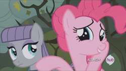 Size: 1280x720 | Tagged: safe, screencap, character:maud pie, character:pinkie pie, episode:maud pie, g4, my little pony: friendship is magic, hub logo, hubble