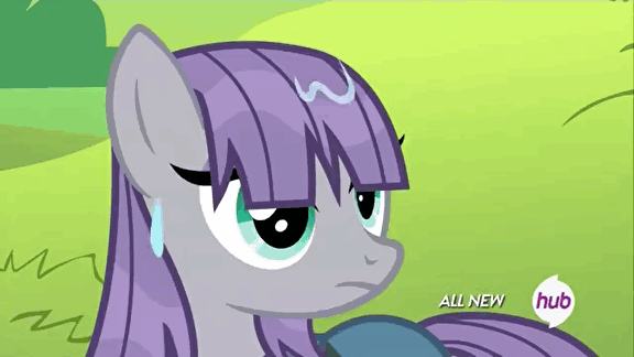 Size: 576x324 | Tagged: safe, screencap, character:maud pie, episode:maud pie, g4, my little pony: friendship is magic, animated, hub logo, hubble, solo, talking, the hub, wet mane