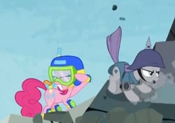 Size: 563x397 | Tagged: safe, screencap, character:maud pie, character:pinkie pie, episode:maud pie, g4, my little pony: friendship is magic, cutie mark, equestria's best big sister, pickelhaube