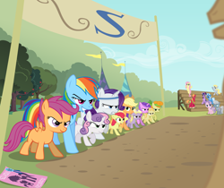 Size: 4500x3780 | Tagged: safe, artist:anarchemitis, screencap, character:amethyst star, character:apple bloom, character:applejack, character:big mcintosh, character:carrot top, character:derpy hooves, character:diamond tiara, character:dinky hooves, character:fluttershy, character:golden harvest, character:noi, character:rainbow dash, character:rarity, character:scootaloo, character:silver spoon, character:sparkler, character:sweetie belle, character:trixie, character:twilight sparkle, character:twilight sparkle (alicorn), species:alicorn, species:earth pony, species:pegasus, species:pony, species:unicorn, episode:sisterhooves social, g4, my little pony: friendship is magic, alternate hairstyle, blank flank, cropped, cutie mark crusaders, female, filly, foal, glasses, male, mare, missing accessory, parody, ponytail, scene parody, stallion