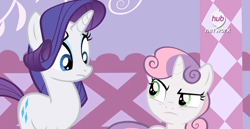 Size: 640x329 | Tagged: safe, screencap, character:rarity, character:sweetie belle, episode:for whom the sweetie belle toils