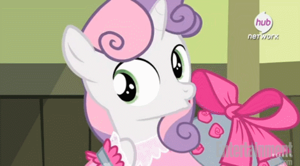 Size: 602x334 | Tagged: safe, screencap, character:apple bloom, character:scootaloo, character:sweetie belle, species:earth pony, species:pegasus, species:pony, species:unicorn, episode:for whom the sweetie belle toils, animated, clothing, dress, female, filly, hennin, montage