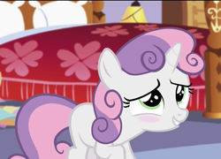 Size: 1500x1080 | Tagged: safe, screencap, character:sweetie belle, episode:for whom the sweetie belle toils, blushing, solo