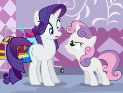 Size: 1400x1050 | Tagged: safe, screencap, character:rarity, character:sweetie belle, episode:for whom the sweetie belle toils, angry