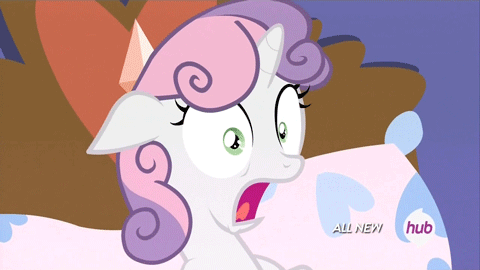 Size: 480x270 | Tagged: safe, screencap, character:sweetie belle, species:pony, species:unicorn, episode:for whom the sweetie belle toils, all new, animated, breathing, female, filly, floppy ears, gif, hub logo, hyperventilating, loop, open mouth, out of context, panting, scared, solo, wide eyes