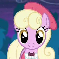 Size: 544x544 | Tagged: safe, screencap, character:luckette, species:earth pony, species:pony, episode:for whom the sweetie belle toils, background pony, bow tie, bust, cute, female, mare, solo