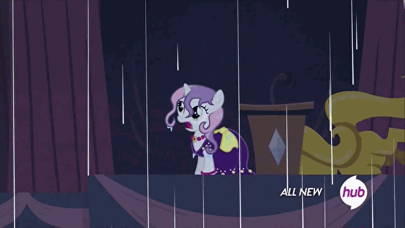 Size: 576x324 | Tagged: safe, screencap, character:sweetie belle, episode:for whom the sweetie belle toils, animated, barrier, dream sequence, force field, hub logo, hubble, lightning, rain, shield, solo, the hub