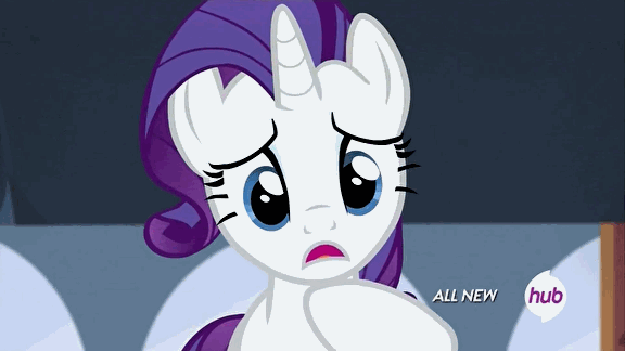 Size: 576x324 | Tagged: safe, screencap, character:rarity, episode:for whom the sweetie belle toils, animated, hub logo, hubble, solo, the hub
