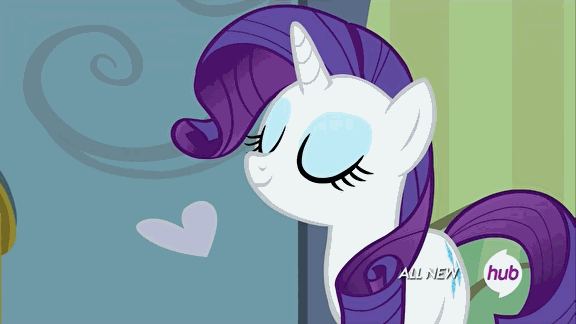 Size: 576x324 | Tagged: safe, screencap, character:rarity, episode:for whom the sweetie belle toils, animated, cake, hub logo, hubble, plate, the hub