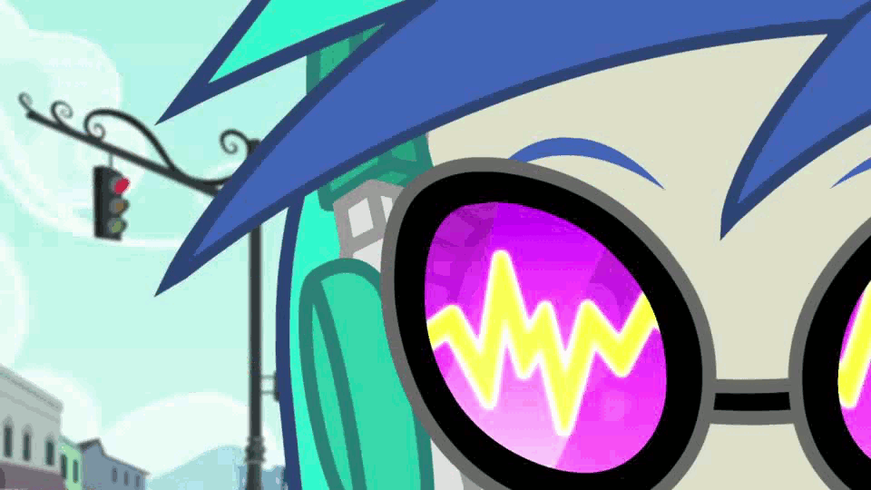 Size: 960x540 | Tagged: safe, screencap, character:dj pon-3, character:vinyl scratch, episode:music to my ears, equestria girls:rainbow rocks, g4, my little pony:equestria girls, animated, canterlot city, glasses, solo, wub, youtube