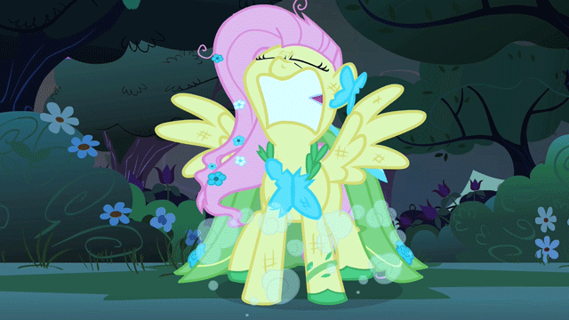 Size: 640x360 | Tagged: dead source, safe, screencap, character:fluttershy, species:pegasus, species:pony, episode:the best night ever, g4, my little pony: friendship is magic, angry, animated, clothing, dress, eyes closed, female, flutterrage, frustrated, gala dress, gritted teeth, horses doing horse things, mare, rearing, solo, spread wings, stomping, tantrum, wings