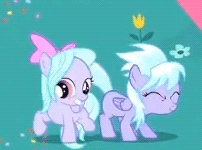 Size: 202x150 | Tagged: safe, screencap, character:cloudchaser, character:flitter, episode:pinkie pride, g4, my little pony: friendship is magic, animated, cute, cutechaser, filly, flitterbetes, younger