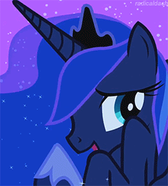 Size: 245x271 | Tagged: safe, screencap, character:princess luna, species:alicorn, species:pony, episode:luna eclipsed, g4, my little pony: friendship is magic, animated, coy, cropped, crown, cute, embarrassed, ethereal mane, eyeshadow, female, flowing mane, hoof shoes, jewelry, lunabetes, makeup, mare, night, raised hoof, regalia, solo, sparkling mane, spread wings, wings