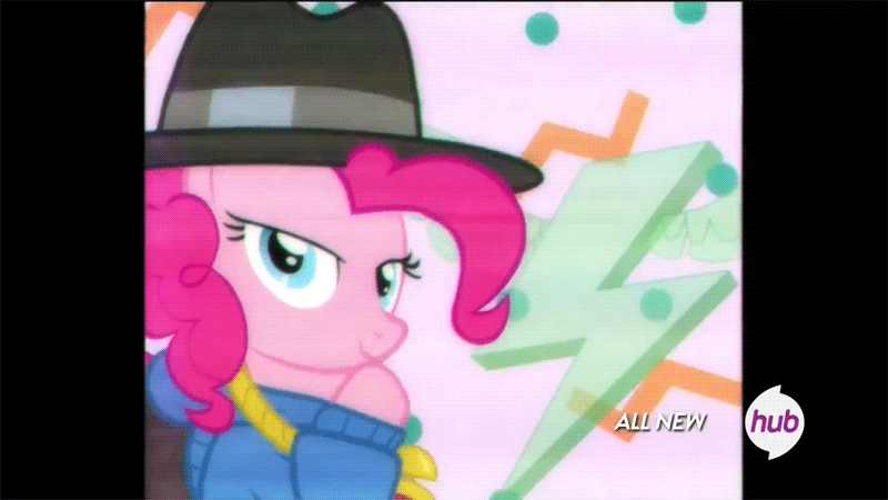 Size: 800x450 | Tagged: safe, screencap, character:pinkie pie, episode:testing testing 1-2-3, g4, my little pony: friendship is magic, animated, black bars, hub logo, rapper pie, solo