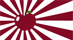Size: 856x472 | Tagged: safe, screencap, abridged, apple, country, empire, empire of the rising apple, empire of the rising sun, flag, imperial japan, logo, logo parody, my parallel pony, sunburst background, youtube, youtube link