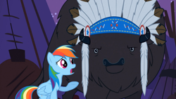 Size: 1365x768 | Tagged: safe, screencap, character:chief thunderhooves, character:rainbow dash, episode:over a barrel, g4, my little pony: friendship is magic