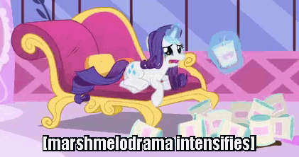 Size: 421x222 | Tagged: safe, screencap, character:rarity, species:pony, species:unicorn, episode:inspiration manifestation, g4, my little pony: friendship is magic, animated, comfort eating, crying, descriptive noise, eating, extreme speed animation, eyes closed, fainting couch, female, frown, ice cream, image macro, levitation, magic, magic aura, mare, marshmelodrama, meme, open mouth, prone, puffy cheeks, running makeup, solo, telekinesis, x intensifies