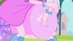 Size: 1440x810 | Tagged: safe, screencap, character:pinkie pie, episode:pinkie on the one, equestria girls:rainbow rocks, g4, my little pony:equestria girls, boots, bracelet, glitter, high heel boots, jewelry, out of context, solo