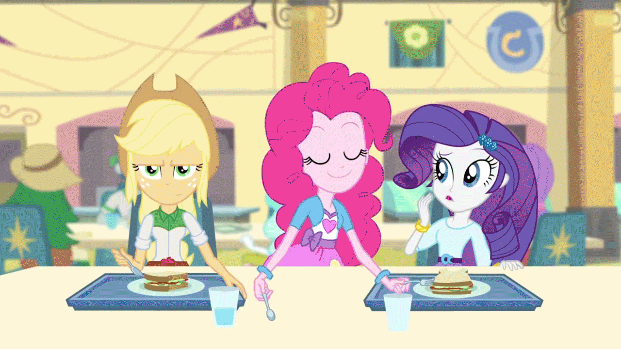 Size: 1280x720 | Tagged: safe, screencap, character:applejack, character:paisley, character:pinkie pie, character:rarity, character:starlight, episode:pinkie on the one, equestria girls:rainbow rocks, g4, my little pony:equestria girls, animated, background human, starlight, sweet leaf