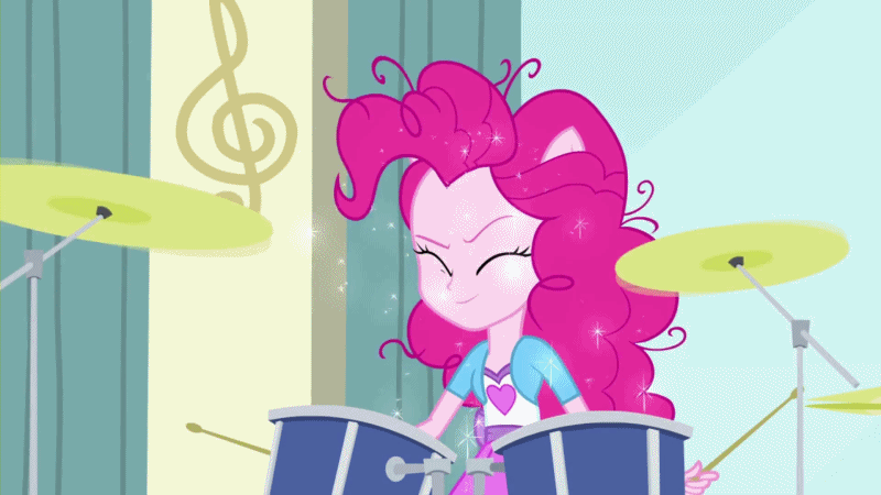 Size: 800x450 | Tagged: safe, screencap, character:pinkie pie, episode:pinkie on the one, equestria girls:rainbow rocks, g4, my little pony:equestria girls, animated, faec, panting, ponied up, solo, tongue out, wazaaaap