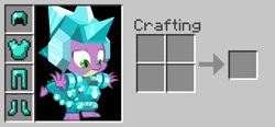 Size: 1000x463 | Tagged: safe, screencap, character:spike, species:dragon, episode:inspiration manifestation, g4, my little pony: friendship is magic, armor, crystal armor, diamond armor, male, minecraft, solo