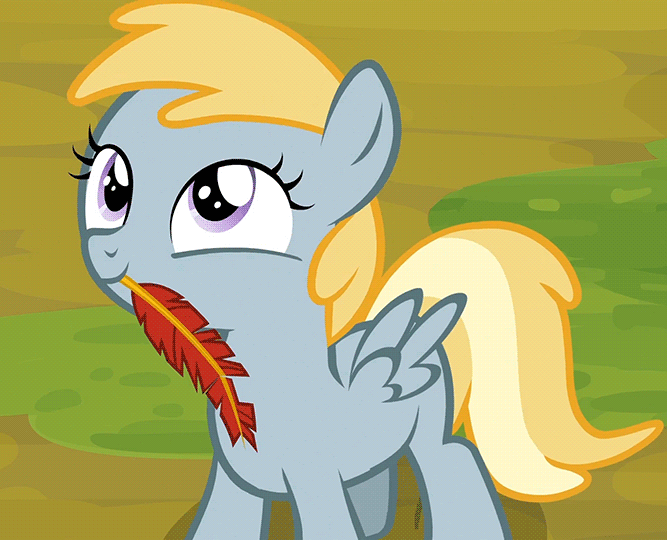 Size: 667x540 | Tagged: safe, screencap, character:chirpy hooves, animated, chirpabetes, chirpy hooves, cute, loop, nodding, party soft, quill, solo