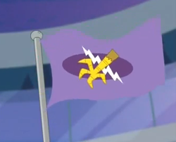 Size: 335x271 | Tagged: safe, screencap, species:griffon, episode:equestria games, g4, my little pony: friendship is magic, cropped, flag, flags of equestrian regions, griffon team, griffonstone, no pony