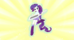 Size: 850x470 | Tagged: safe, screencap, character:rarity, episode:player piano, equestria girls:rainbow rocks, g4, my little pony:equestria girls, boots, bracelet, clothing, high heel boots, jewelry, keytar, musical instrument, ponied up, skirt, solo