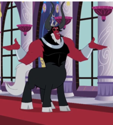 Size: 313x344 | Tagged: safe, screencap, character:lord tirek, species:centaur, episode:twilight's kingdom, g4, my little pony: friendship is magic, cloven hooves, cropped, male, nose piercing, nose ring, piercing, shrug, solo