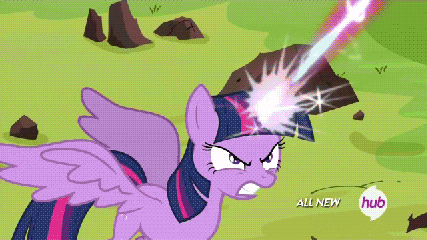 Size: 427x240 | Tagged: safe, screencap, character:lord tirek, character:twilight sparkle, character:twilight sparkle (alicorn), species:alicorn, species:pony, episode:twilight's kingdom, g4, my little pony: friendship is magic, animated, beam, female, fight, flailing, grin, gritted teeth, hub logo, magic, mare, mountain, smiling, spread wings, super saiyan princess, telekinesis, throwing, twilight vs tirek, wide eyes, wings