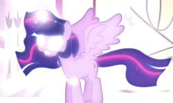 Size: 800x476 | Tagged: safe, screencap, character:twilight sparkle, character:twilight sparkle (alicorn), species:alicorn, species:pony, ethereal mane, female, glowing eyes, magic overload, mare, solo, super saiyan princess