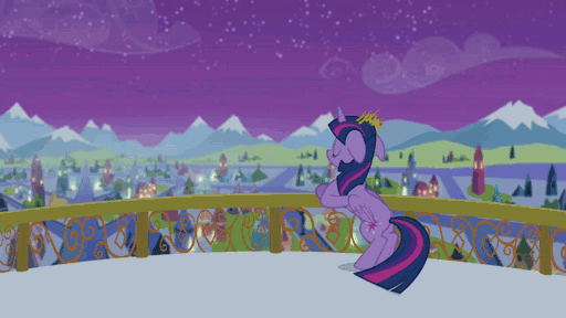 Size: 512x288 | Tagged: safe, screencap, character:twilight sparkle, character:twilight sparkle (alicorn), species:alicorn, species:pony, animated, balcony, crystal empire, crystal palace, female, mare, singing, solo, you'll play your part