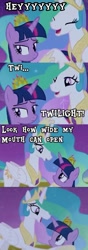 Size: 413x1174 | Tagged: safe, screencap, character:princess celestia, character:twilight sparkle, character:twilight sparkle (alicorn), species:alicorn, episode:twilight's kingdom, g4, my little pony: friendship is magic, caption, stoned, text