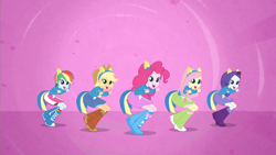 Size: 1280x720 | Tagged: safe, screencap, character:applejack, character:fluttershy, character:pinkie pie, character:rainbow dash, character:rarity, equestria girls:equestria girls, g4, my little pony:equestria girls, helping twilight win the crown, humane five, wondercolts