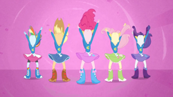 Size: 1280x720 | Tagged: safe, screencap, character:applejack, character:fluttershy, character:pinkie pie, character:rainbow dash, character:rarity, equestria girls:equestria girls, g4, my little pony:equestria girls, helping twilight win the crown, humane five, wondercolts
