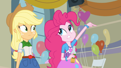 Size: 1366x768 | Tagged: safe, screencap, character:applejack, character:pinkie pie, my little pony:equestria girls